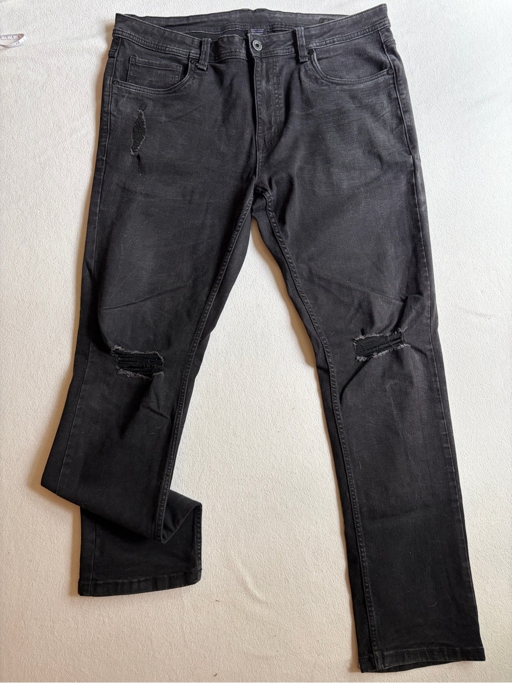 The Perfect Jean NYC Slim Fit Jeans Men’s 36x32 Black Stretch Distressed Denim
